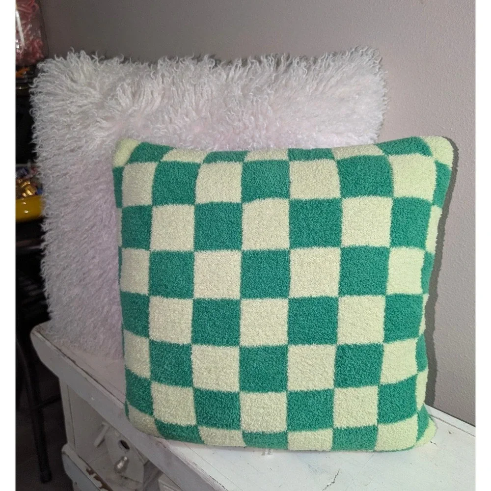 Wicked Musical Throw Pillow Green Checkered Plush Cushion Broadway Movie Decor
